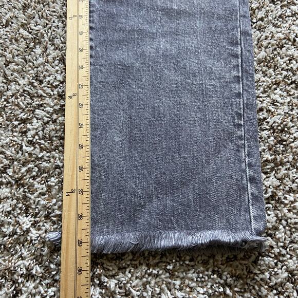 Juicy Couture Venice Straight Jean Women's 14W Gray Marble Wash Denim Fringe Hem - Picture 11 of 12
